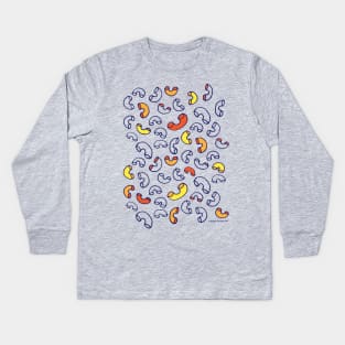 Macaroni and Cheese food pattern with noodles Kids Long Sleeve T-Shirt